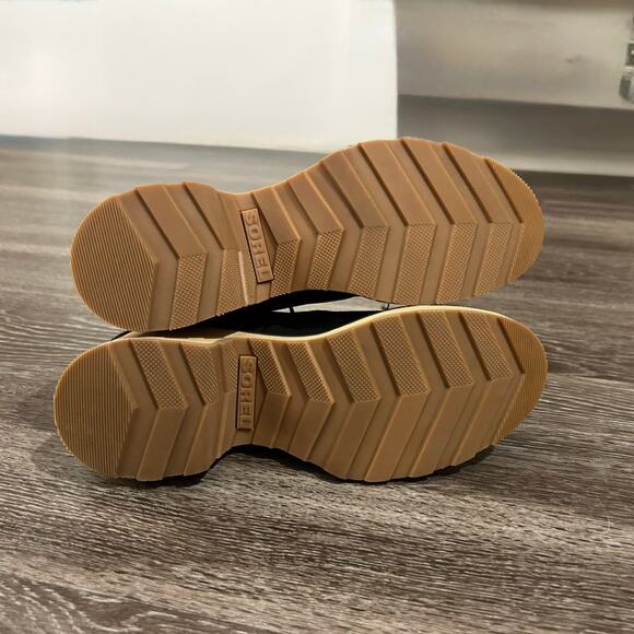 NEVER WORN Sorel Hi-Line Heel Lace Boots Black 7.5 Lug Sole Platform Chunky Heel - Picture 12 of 16